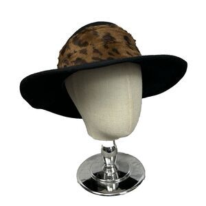 Vintage Animal Print Banded Sonni San Francisco Hat‎ Fedora 100% Wool Black